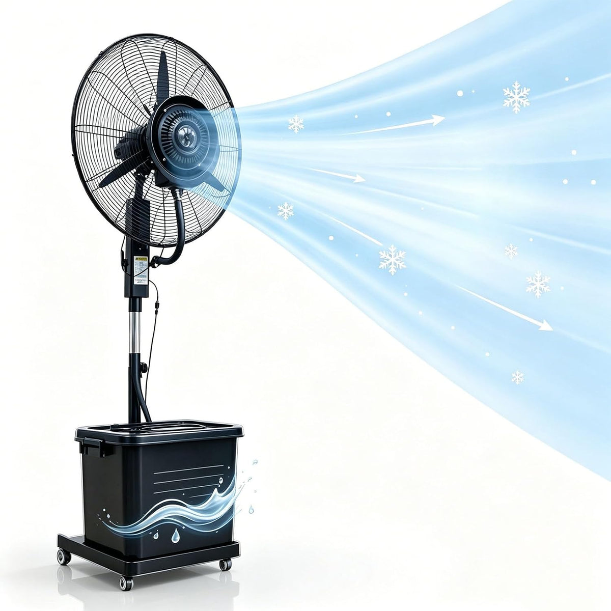 Lsoiup rafraîchisseur d'air, 260 W, 220 V ~ 50/60Hz, 55 dB (min) – 70 dB (max), 42 L, 200 cm, Blanc, Ventilateur avec Brumisateur Eau