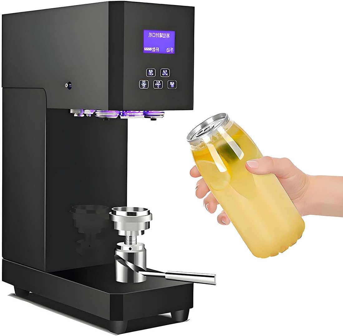 DPDZSW Scellants bocaux, 55 Mm, Noir, Machine à Sceller Les Canettes Automatique, Panneau Intelligent Et Comptage