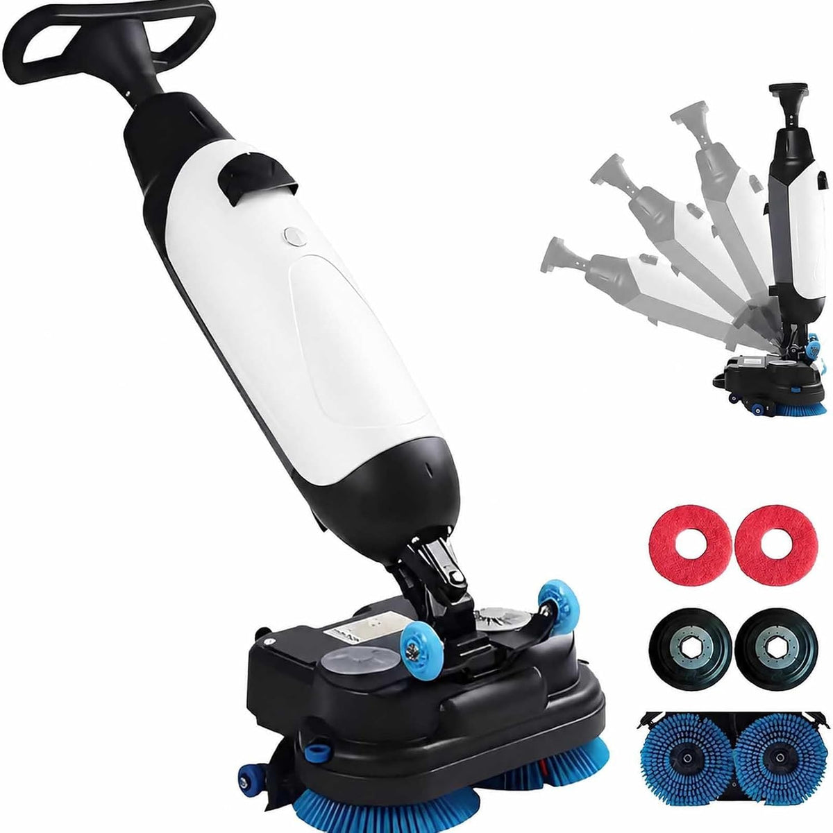 aallwwsso polisseuse, 360 Tr/Min, 200 M, Blanc, Autolaveuse Électrique, Doubles Réservoirs, Brosse white, Deux Réservoirs