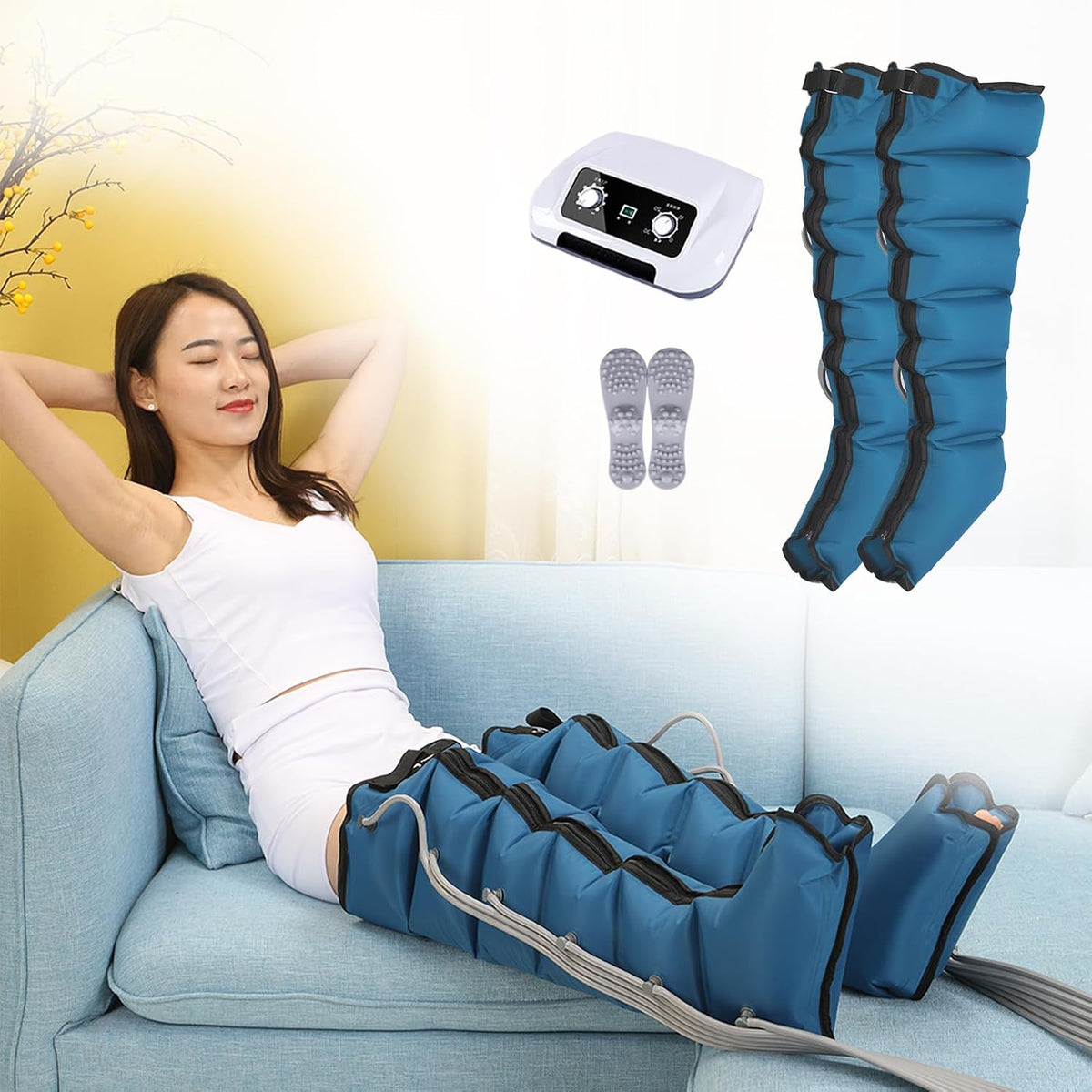 Masseur appareil de massage des pieds, 220 V 50/60 Hz, moins de 50 dB, Noir, de Jambes à Compression d'air pour Tout Le Corps