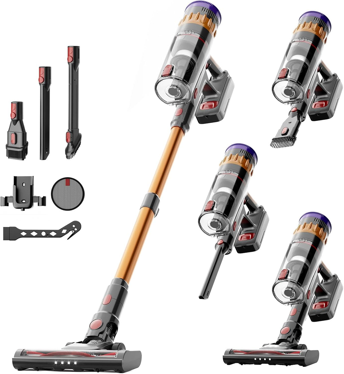 Lefant aspirateur balai sans fil, 40KPA, Noir, avec Écran LED Intelligent, Autonomie Aspirateur sans Fil Puissant