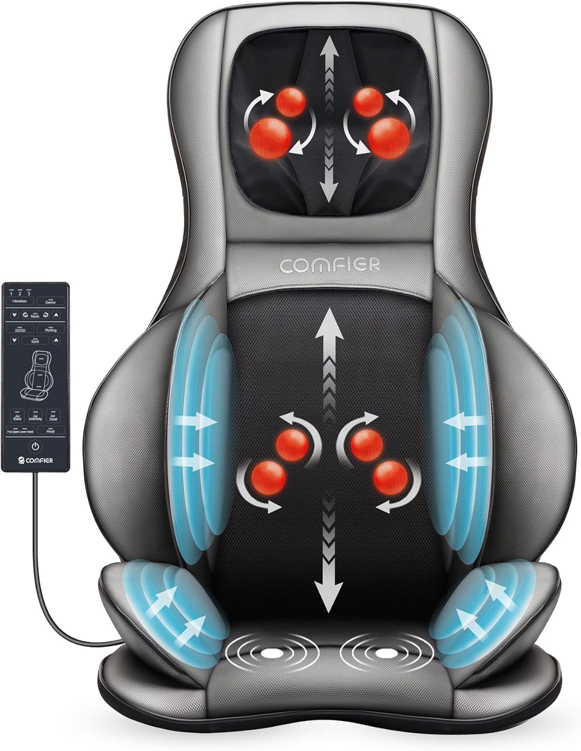 COMFIER appareil de massage, Gris, Fauteuil Massant pour hanche/nuque/dos, Masseur Complet du Corps