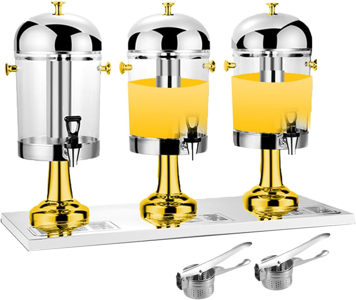 asdchZen fontaine à eau, 87 × 35 × 58 cm / 34,2 × 13,7 × 22,8 po, 24 L (3 récipients), Acier inoxydable, Argenté / Plaqué or