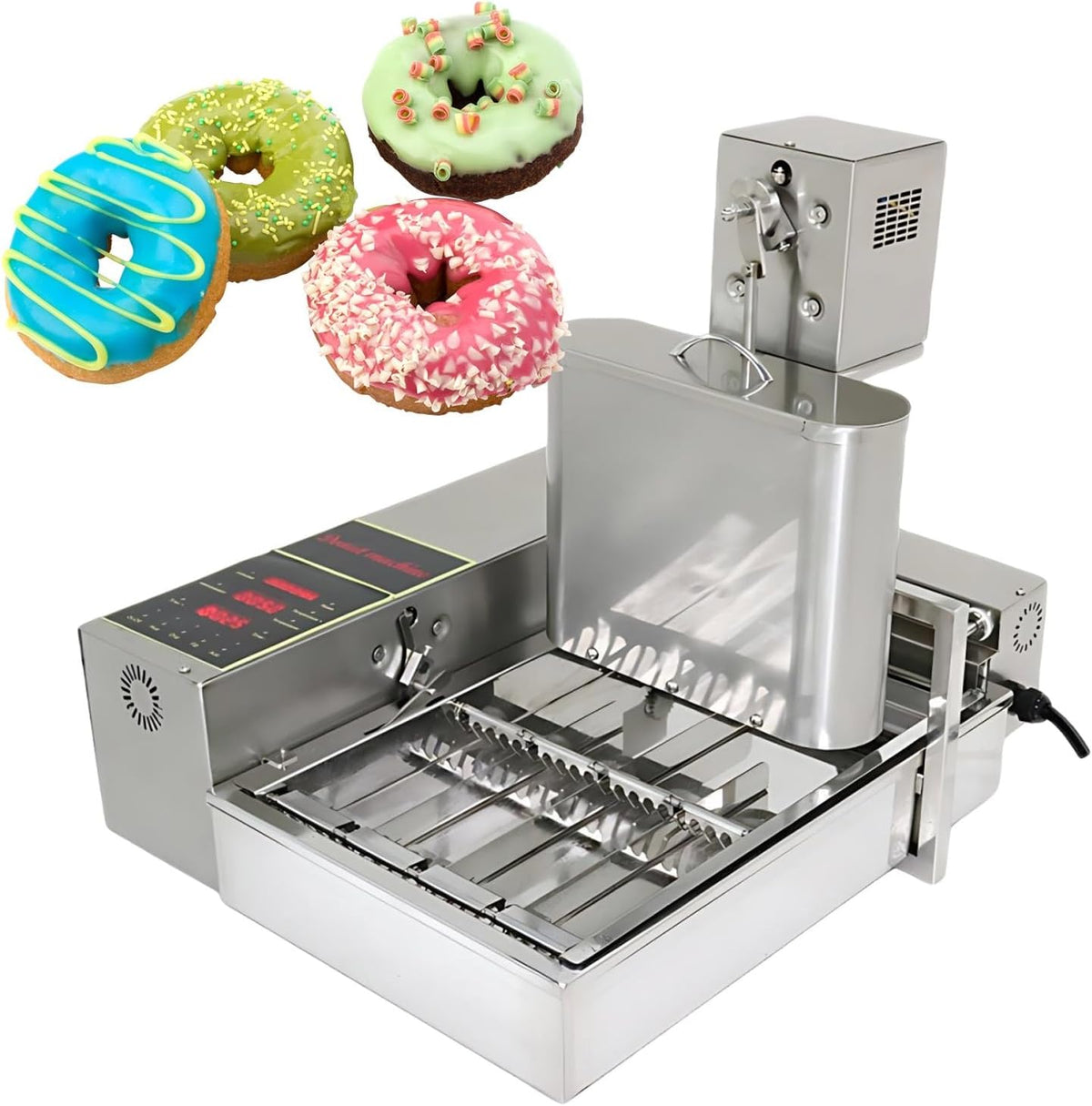KAIKAFEI robot pâtissier, 2000 W, 110 V / 230 V, 230 V, Acier Inoxydable 304 Durable, Argenté, Système de Production Automatique de Beignets