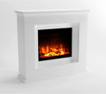 GLOW FIRE cheminée électrique, 111x101x33 cm, Blanc, Europa sur Pied - Cheminée avec Chauffage, feu de cheminée