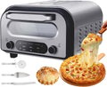 GHRERTX four à pizza, 1700 W, acier inoxydable, gris, électrique, comptoir de 12', machine à pizza électrique avec coupe-pizza