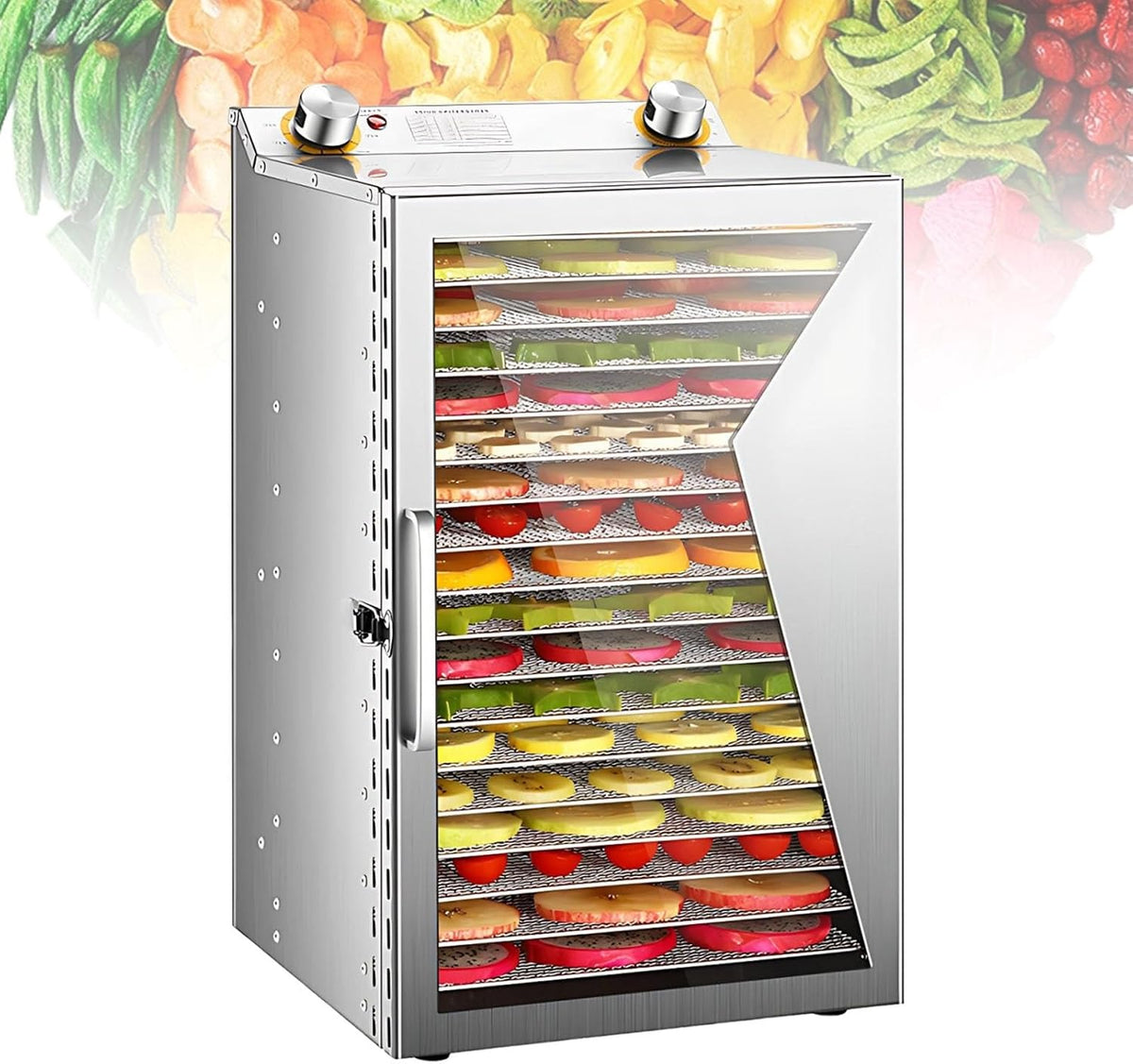 PRECISTECH déshydrateur alimentaire, 290 × 300 × 280 mm, 400 W, 110 V à 220 V, Acier inoxydable, Argenté, Déshydrateur Commercial
