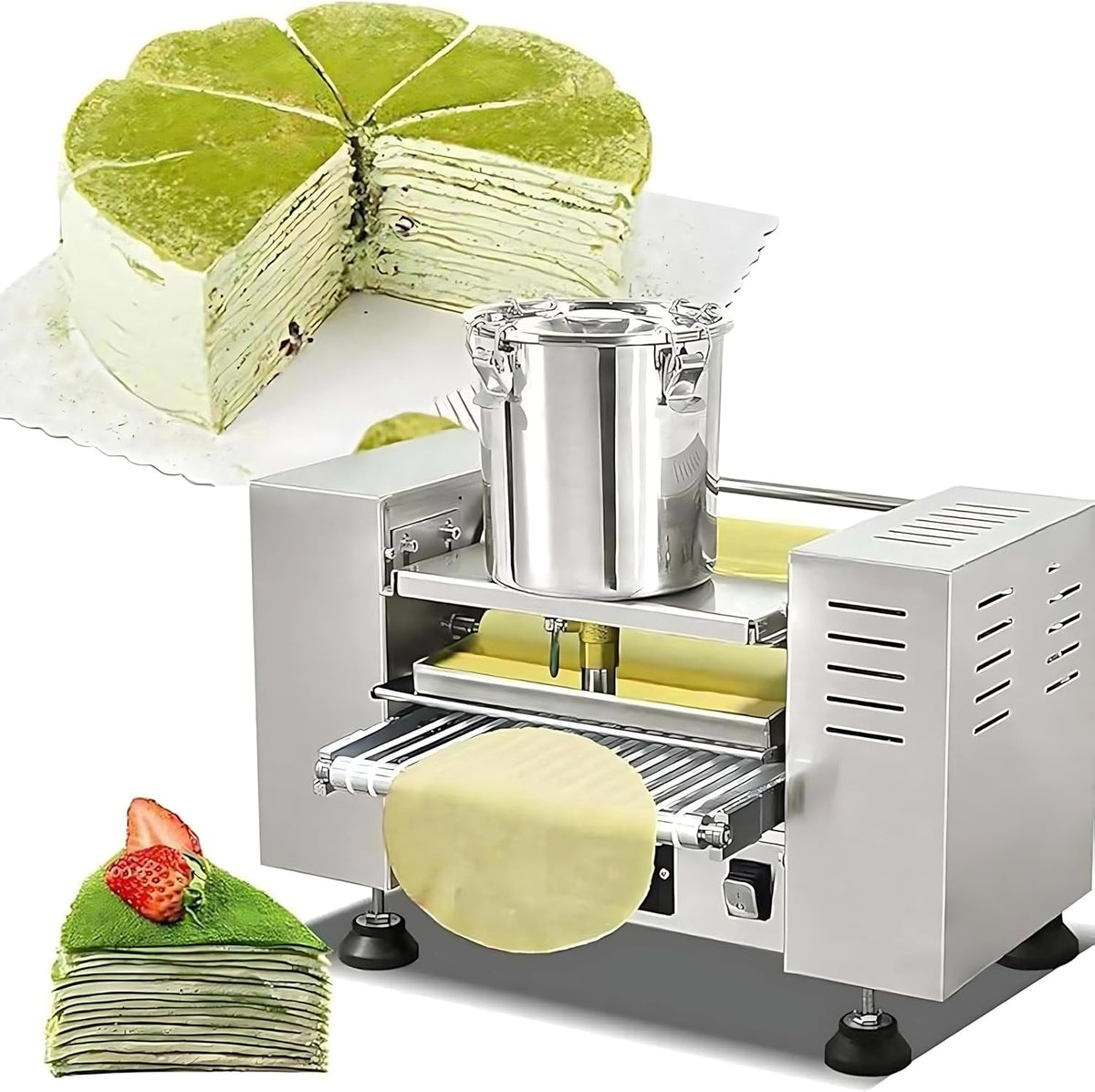 Dfdieratve Crêpières, 50 x 35 x 35 cm, 2400 W, Noir, Crêpière Professionnelle avec Panneau de Commande, Moteur en Cuivre Pur