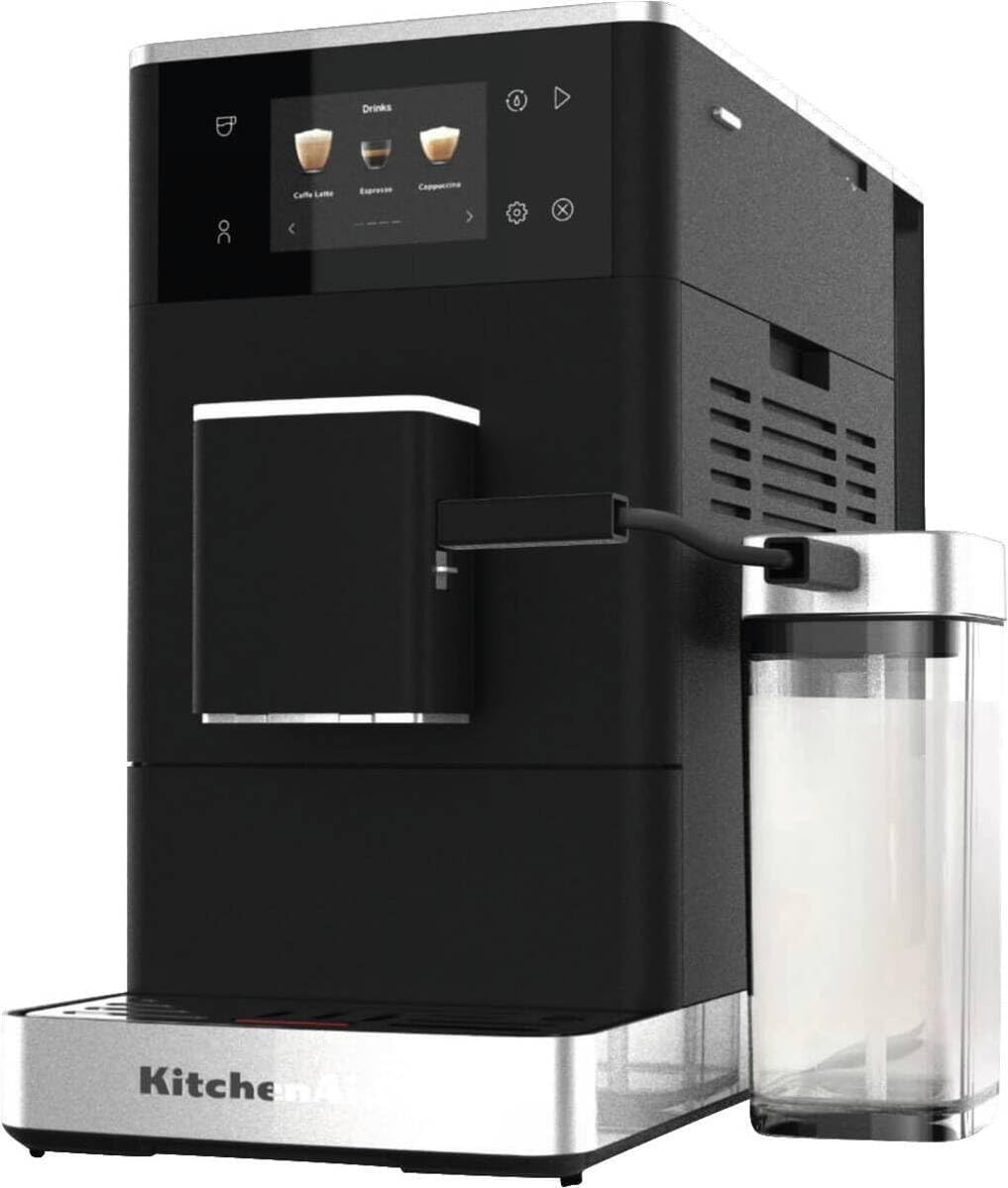 KitchenAid broyeur, 18 Bar, Noir, KF4 Machine à Expresso Automatique, AutoMilk Avancé, IntelliGrind, 15+ Recettes