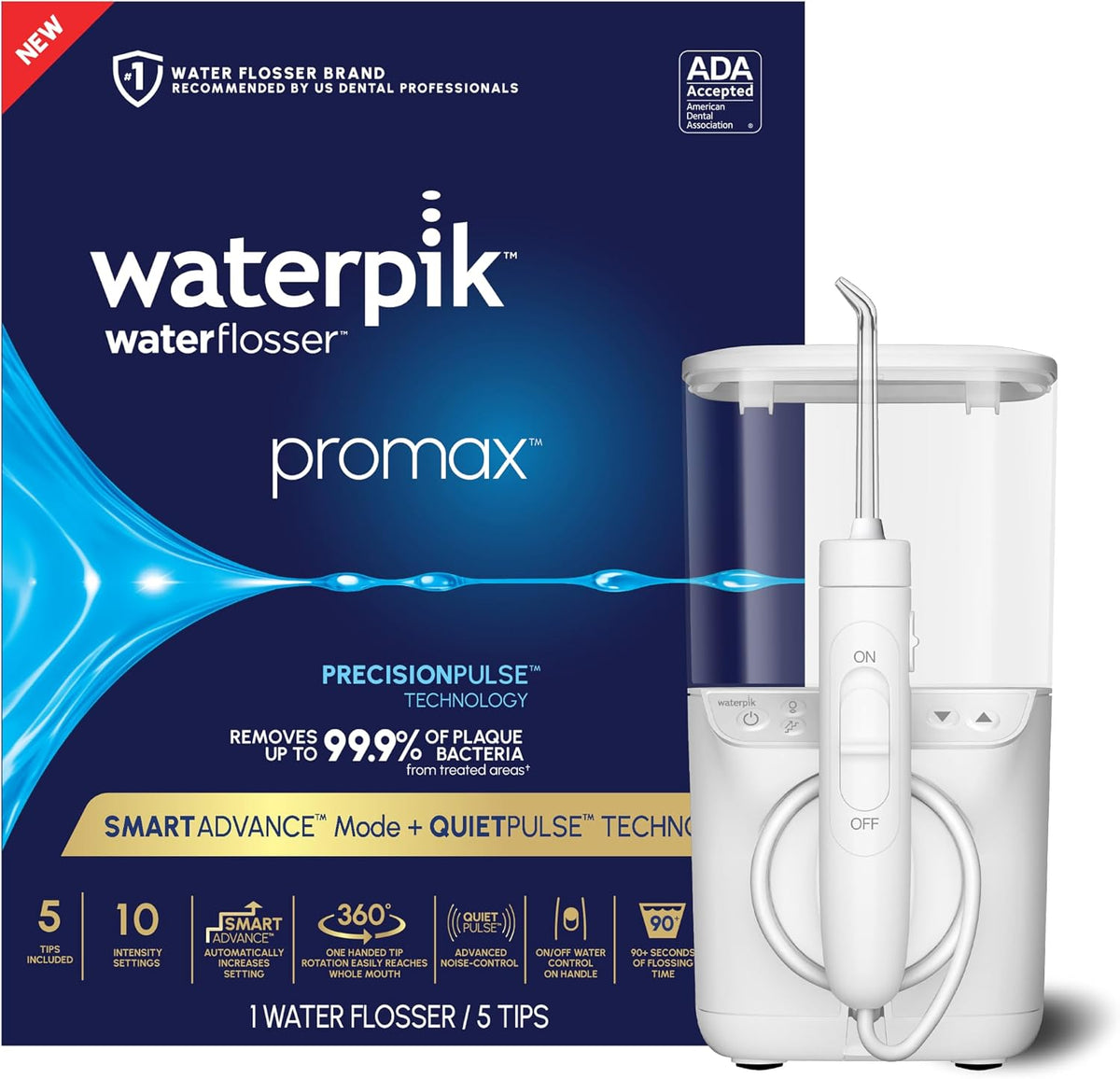 Waterpik Hydropulseurs et irrigateurs, Noir, appareils dentaires, appareils dentaires, acceptés ADA, petit design silencieux