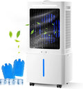 Rafraîchisseur rafraîchisseur d'air, 25 L, Blanc, Grand Climatiseur Évaporatif Portable, Télécommande & Minuterie