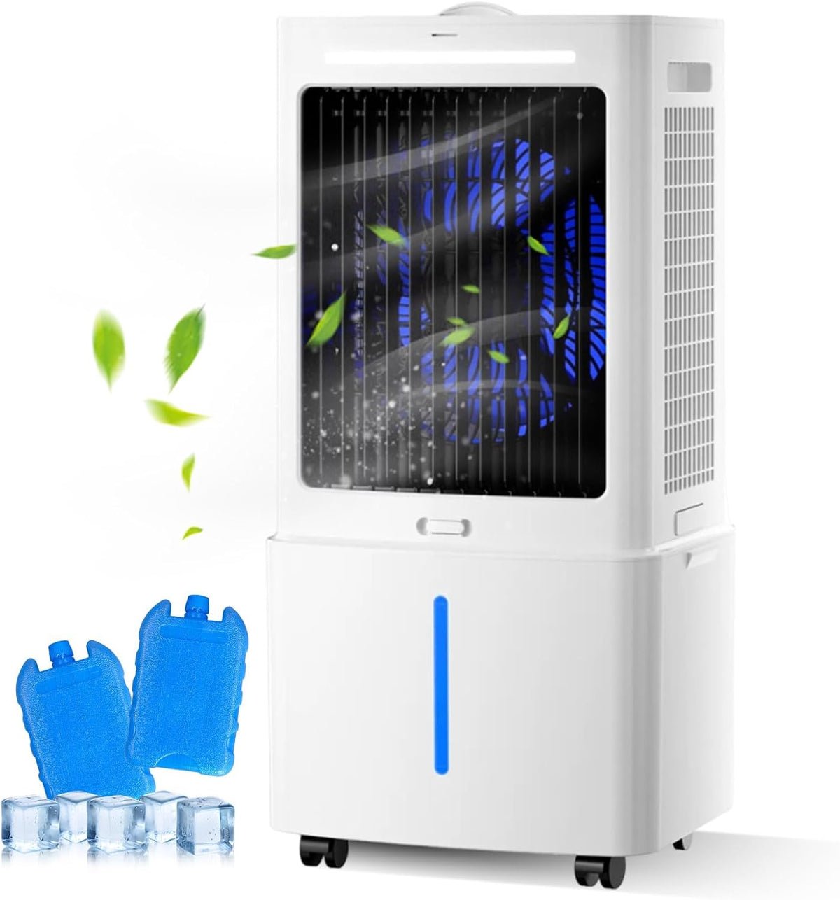Rafraîchisseur rafraîchisseur d'air, 25 L, Blanc, Grand Climatiseur Évaporatif Portable, Télécommande & Minuterie
