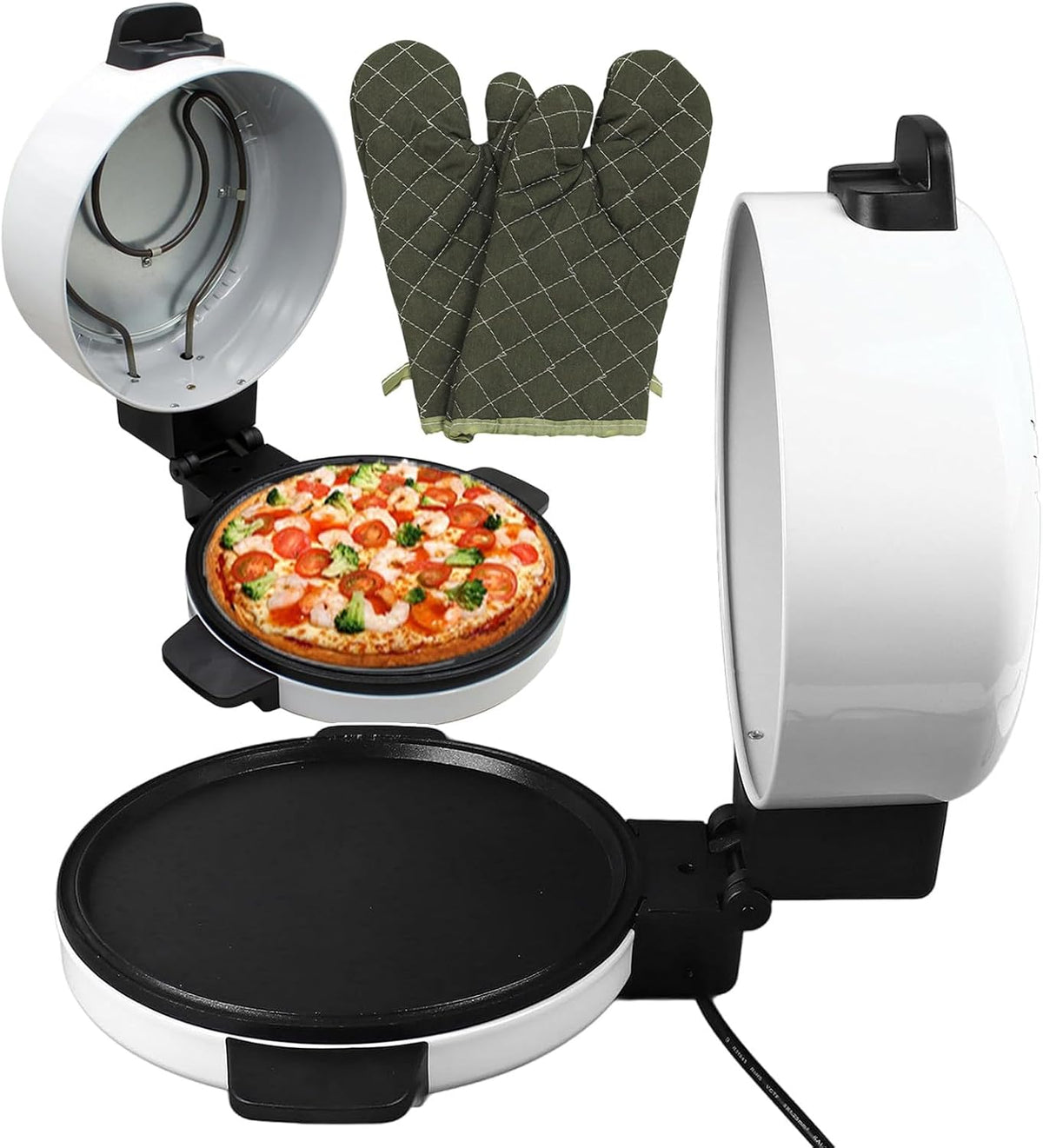 forplubossmmp four à pizza, 11,8 Pouces, 2000 W, acier inoxydable, Blanc, Machine À Pain À Pizza Automatique
