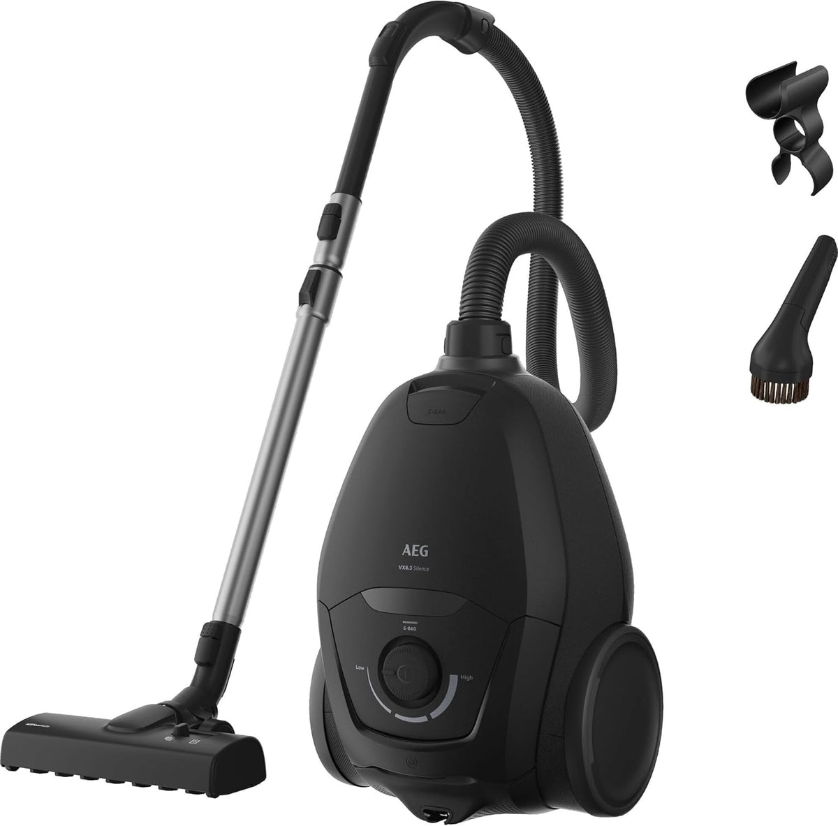 AEG Aspirateurs traîneaux, 64 dB, 12 m, 3,5 L, 750 W, Noir, Aspirateur avec Sac VX83-2EBR VX8.3, Silencieux