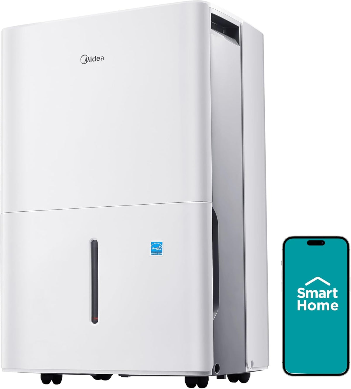 Midea déshumidificateur, 3000 m, Blanc, de ètres carrés pour sous-sol, filtre à air réutilisable de 35 pintes