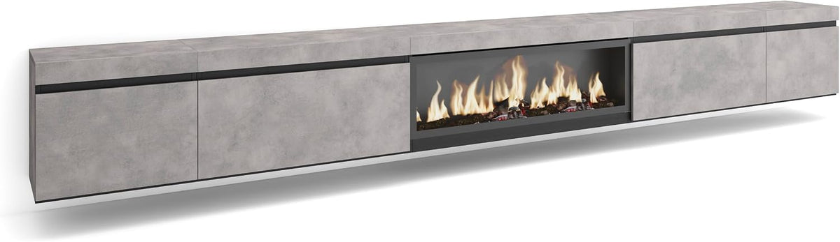 Skraut Home cheminée électrique, 107 cm., 34 W., 368x45x35, Noir, Meuble TV, Banc Télé, Grand Espace de Rangement