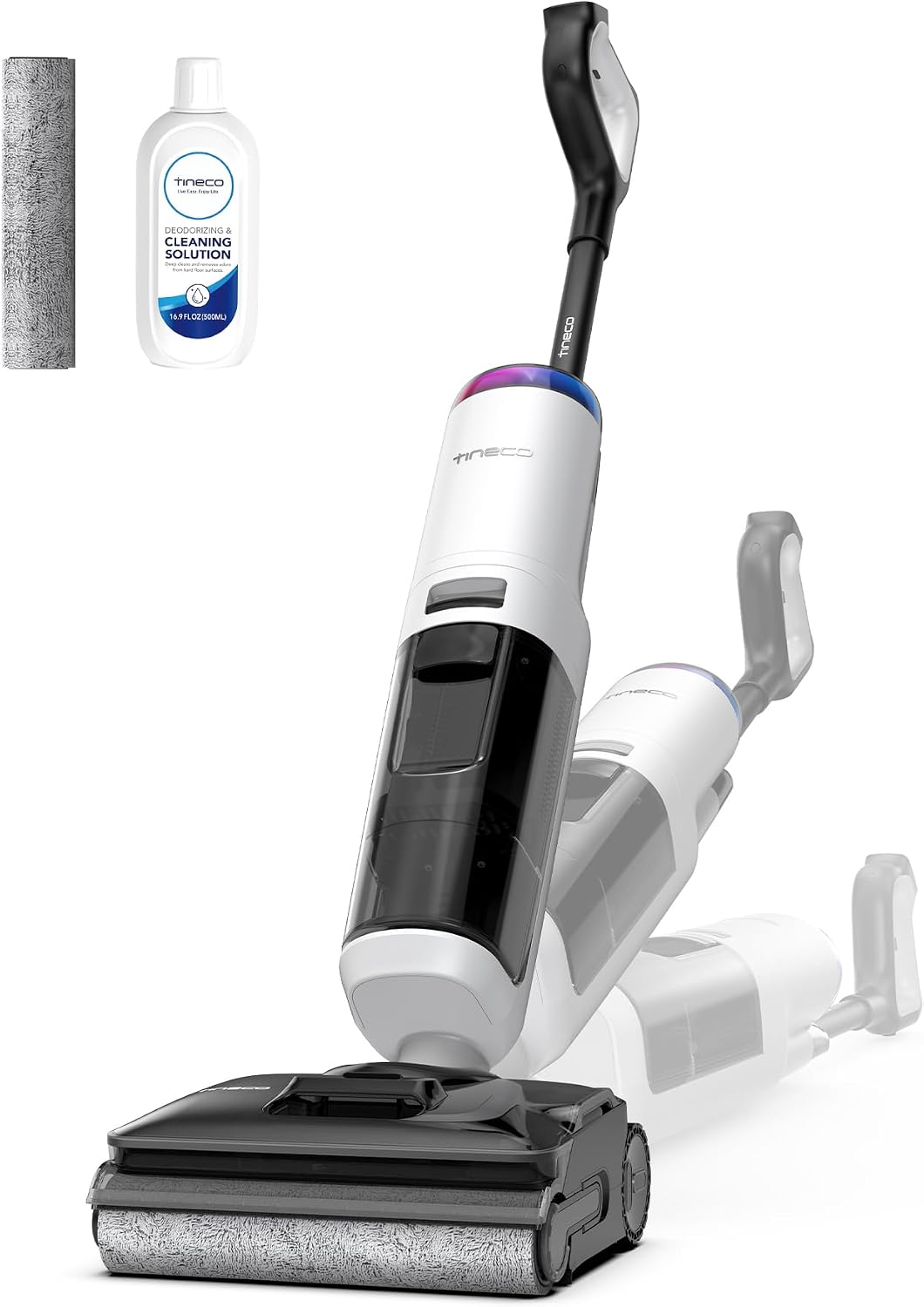 Tineco aspirateur balai sans fil, Noir, Floor One S7 Stretch Turbo Aspirateur Laveur ReverseScrub 65 Min, Auto-Nettoyage Flashdry 110°C