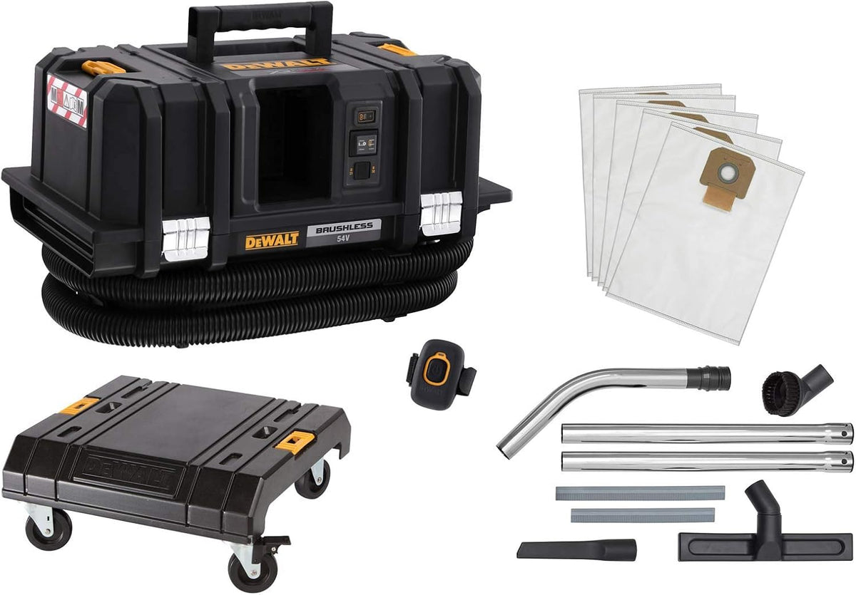 DEWALT aspirateur eau et poussière, 54 V, Noir/Jaune, DCV586MK-XJ, Aspirateur sans Fil Classe M BL