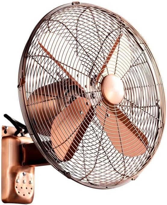 JHOMHF bureau, 35 cm, Orange, Ventilateur Mural Rétro en Métal avec Télécommande, Tête Oscillante À 3 Vitesses