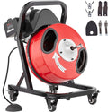 VEVOR Furets déboucheurs, 21,4 x 14,2 x 23,8 pouces / 545 x 360 x 605 mm, 15 m, 1,27 cm, 10 cm, Rouge + Noir, Commande à Pied par Air pour Tuyaux 5