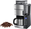 Russell Hobbs machine à café, 1000 W, Noir/Argenté, Cafetière Filtre Isotherme Semi Automatique, Moulin à Grains Intégré