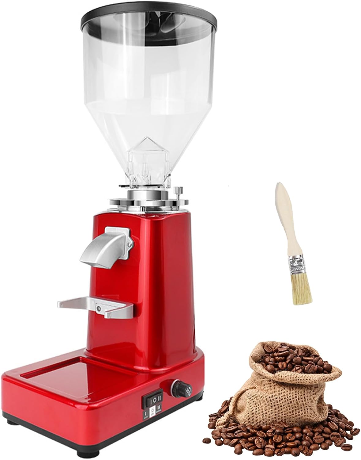 Moulin machine à café, 14*23*43 cm/5,5*9*16,9 pouces, 1500 ml, 200 W, Noir/Argenté, À Café Professionnel, À Meules Plates de avec Réglage en 20 Étapes