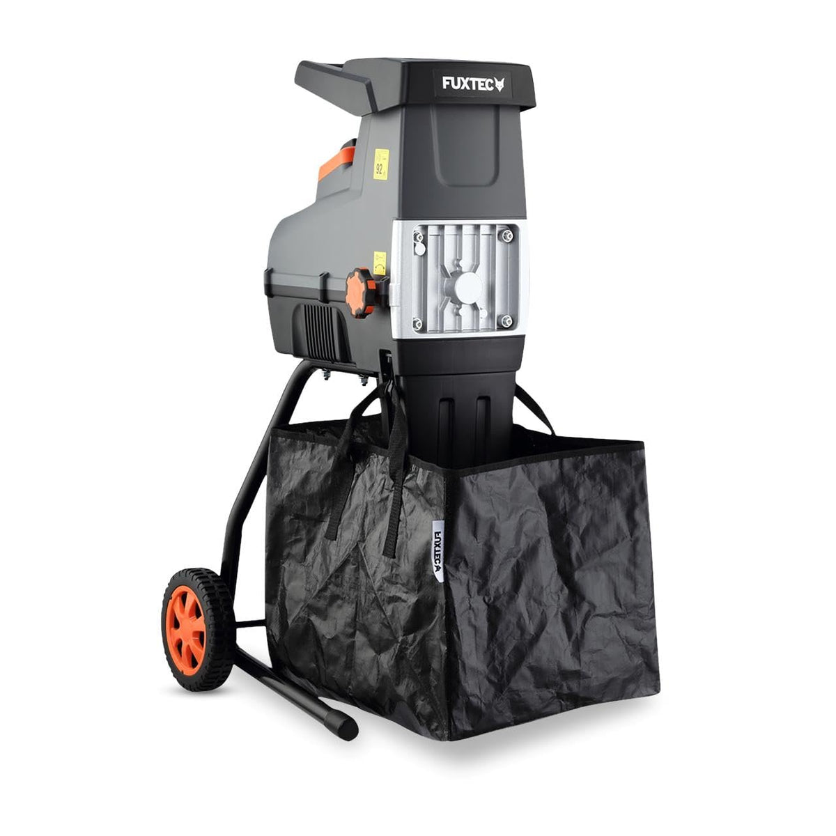 Fuxtec broyeur, 2800 W, 92 dB, 44 mm, 60 L, Noir, de végétaux électrique FX-EGH2800T, Système à rouleaux silencieux