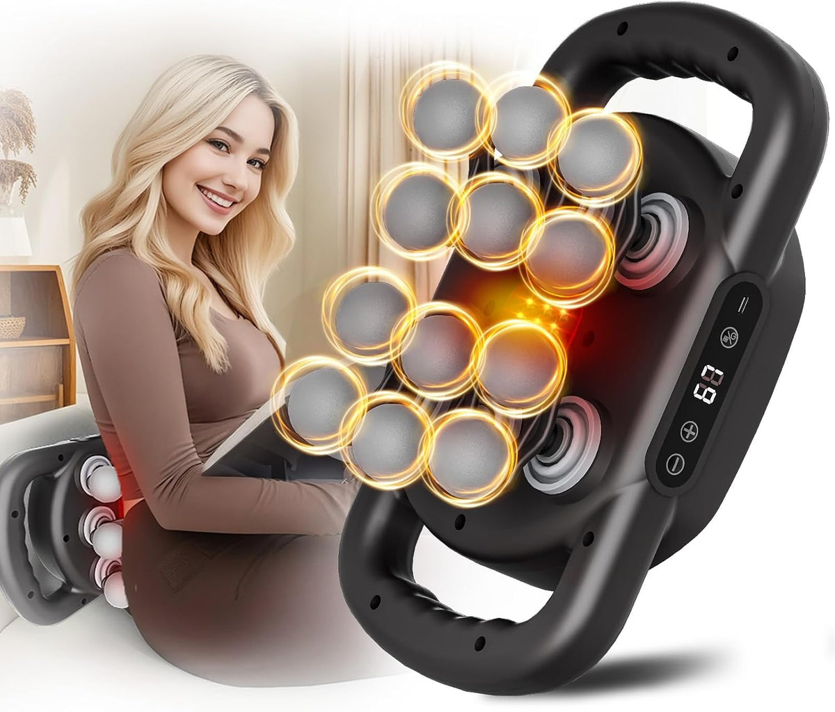 TenSine appareil de massage, Noir, Pistolet de massage à 12 têtes avec 9 niveaux et 9 modes, outil de massage électrique sans fil pour le dos