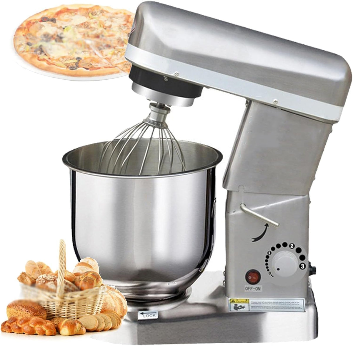 SXYKXYDL robot pâtissier, 5 L/7 L/10 L, 350 W/500 W/500 W, 5 L, 7 L, 10 L, Acier inoxydable, Argenté, Professionnel / / avec 3 Vitesses réglables