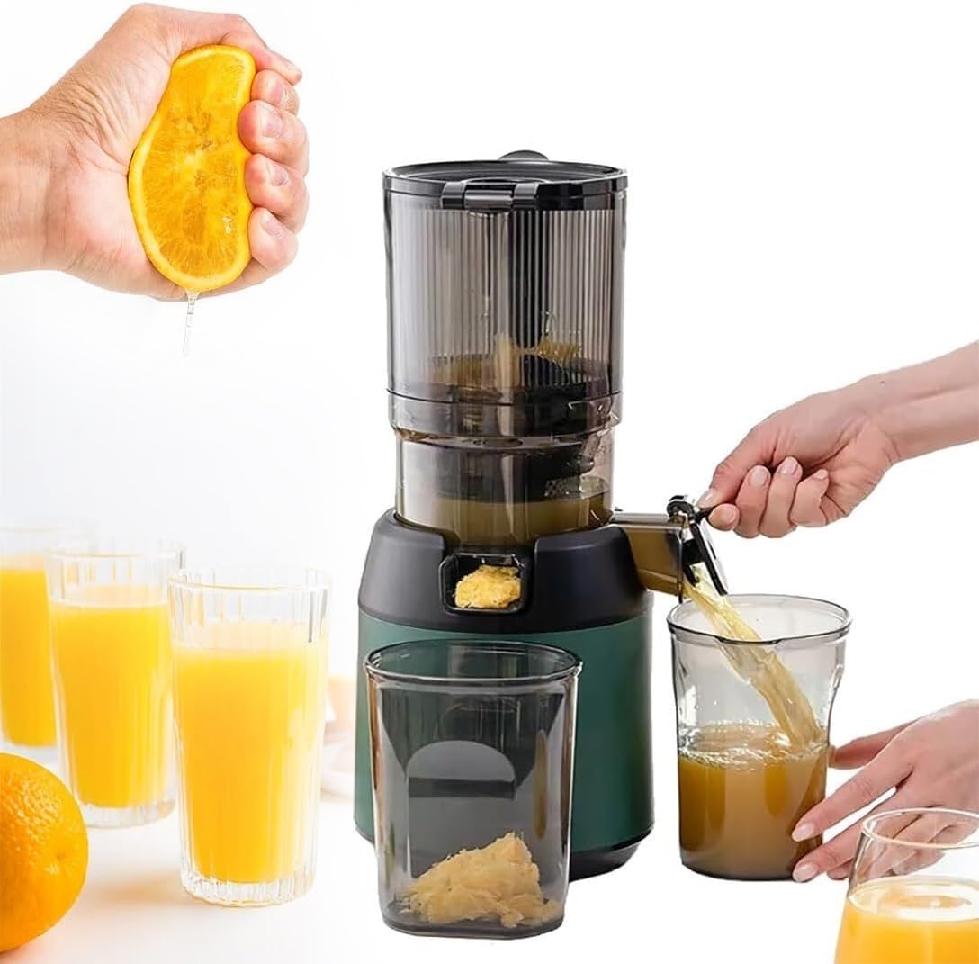 ANGDI presse-agrumes, 300 W, 5 pouces, Vert, Extracteur de jus professionnel lent, extracteur de jus de séparation de marc