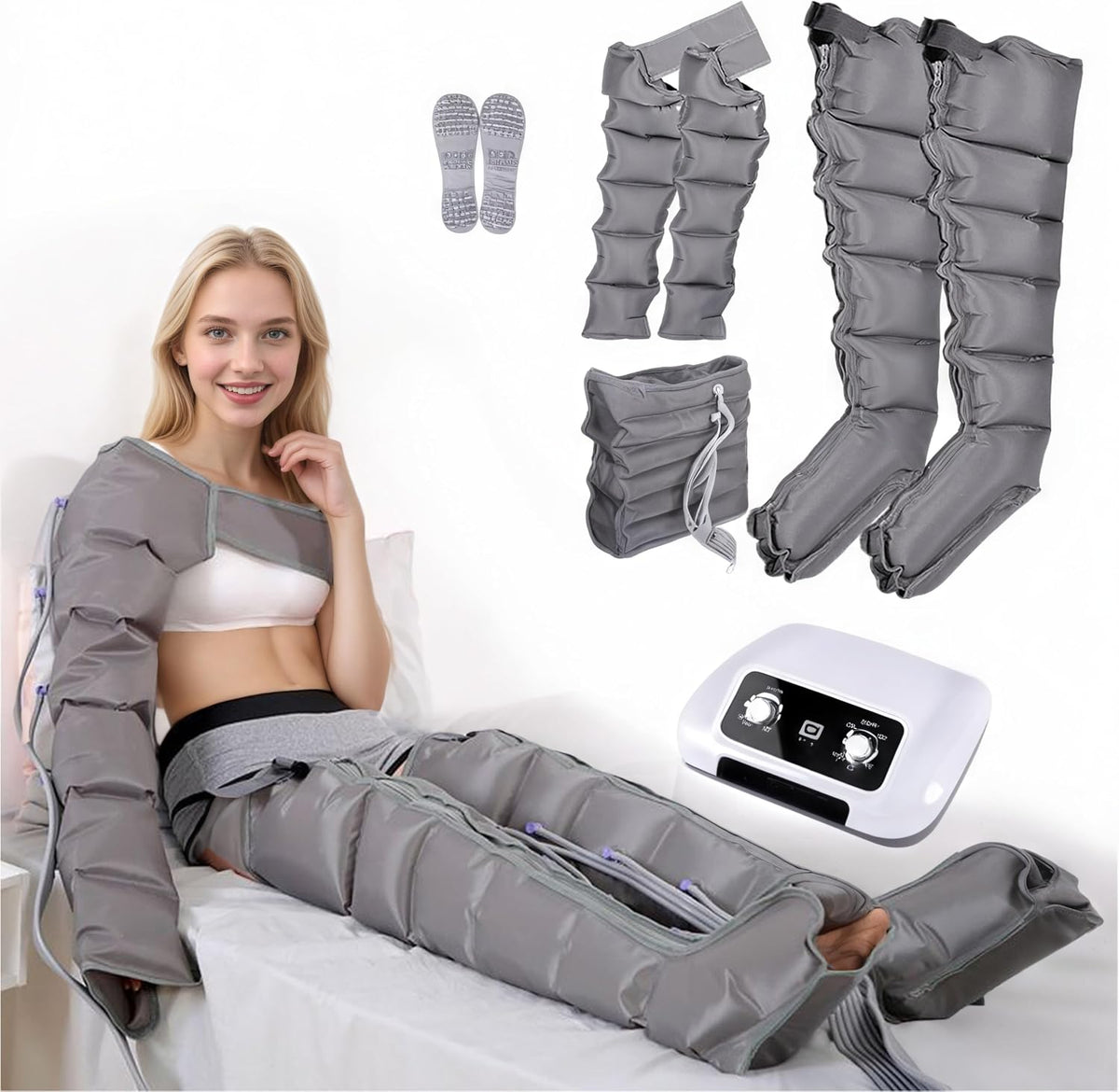 LQJHDM appareil de massage, Gris, Masseur pour bottes pressothérapie, jambes et abdomen pour la maison