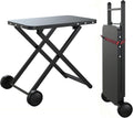 BBQCuker four à pizza, Noir/Argenté, Table de barbecue portable, table de préparation d'extérieur avec 2 roues