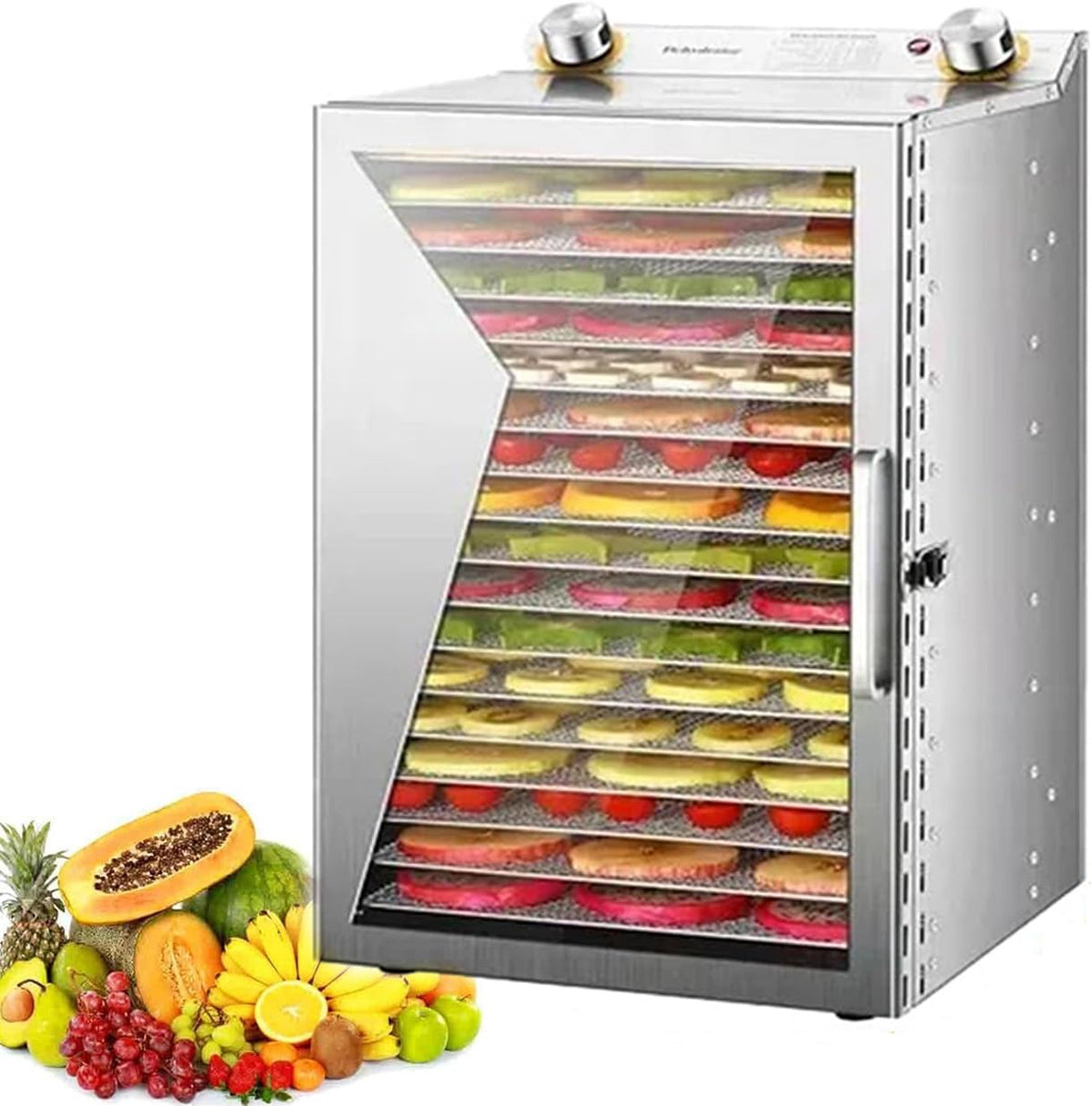 XSDAJSD déshydrateur alimentaire, Argenté, fenêtre visible, viande séchée, légumes et collations saines