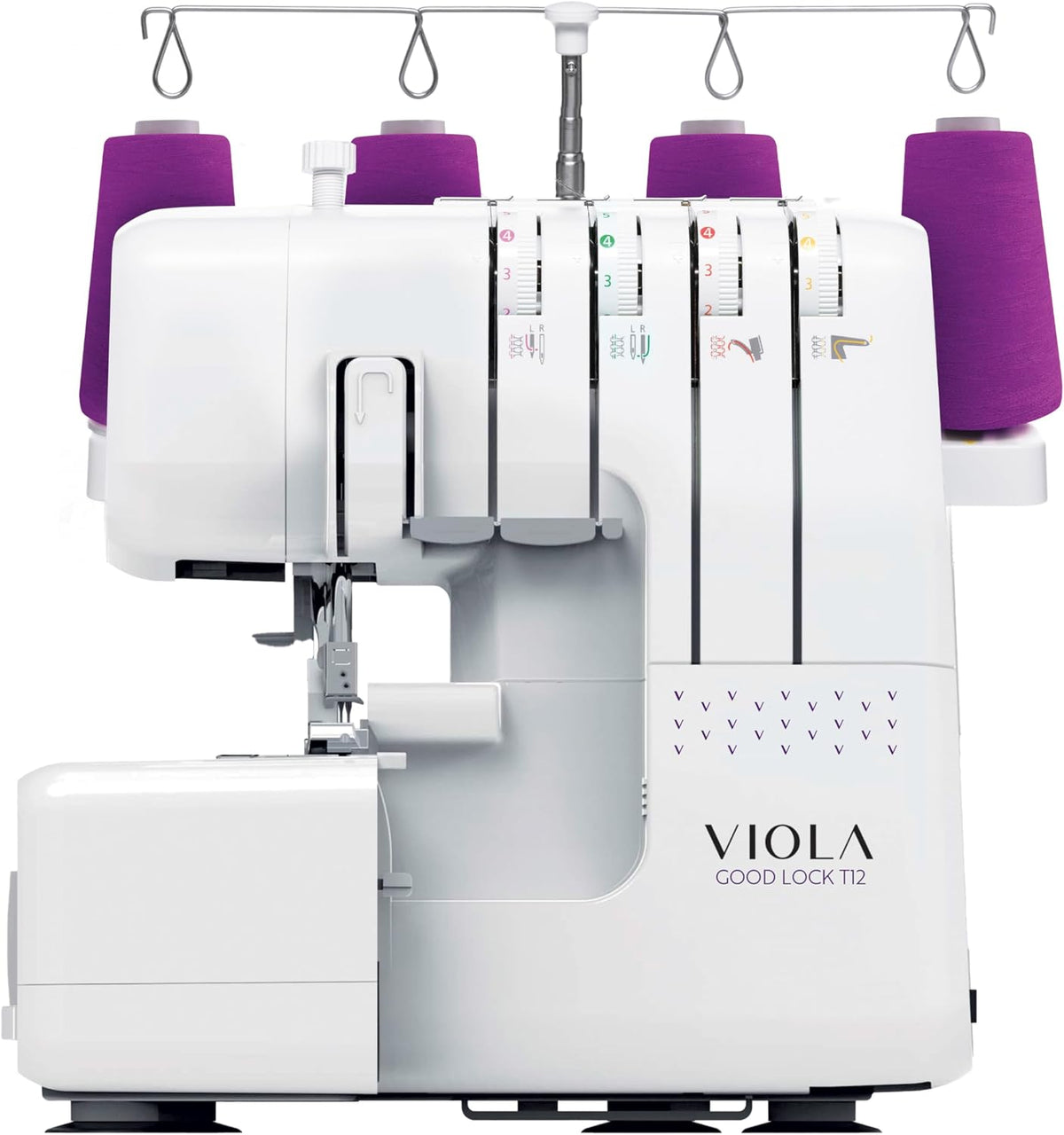 VIOLA machine à coudre, Violet/Blanc, Look T12 avec 12 Points Couture, Overlock avec Différentiel, Couette Bras Libre