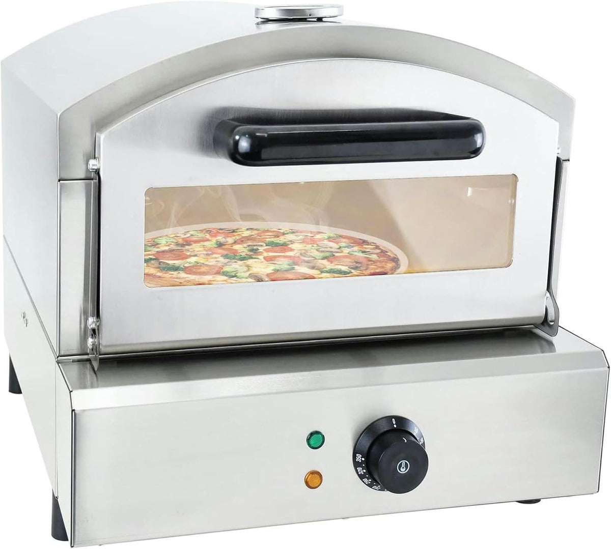 XSDAJSD four à pizza, 42,5 x 47,5 x 40 cm/16,73 x 18,7 x 15,75 pouces, 1800 W, 12 pouces, acier inoxydable, Rouge