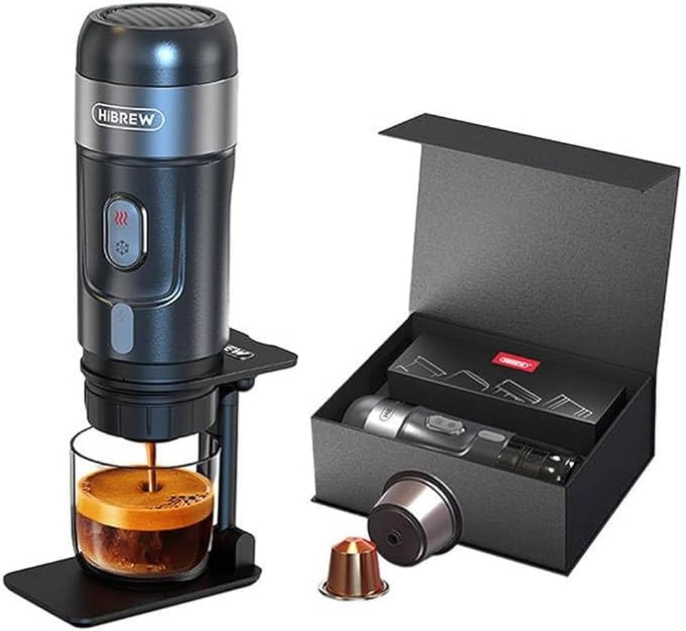 HIBREW machine à café, 80 W, Noir/Argenté, portable 3 en 1 avec mallette H4A-Premium
