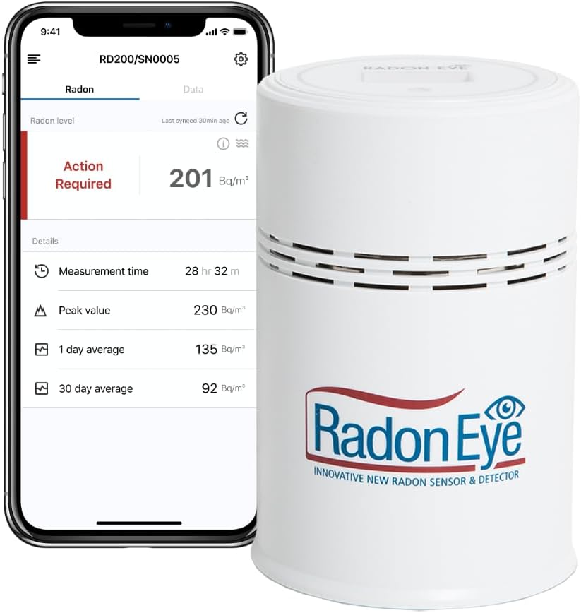 Ecosense Inc. Détecteurs de fumée et de CO, Noir, Ecosense RD200 RadonEye, Détecteur de Radon Domestique, Capture Rapide des Niveaux Fluctuants