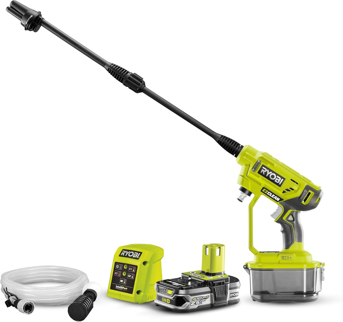 RYOBI Nettoyeurs haute-pression, 18 V, 2.5 Ah, 22 Bar, Noir, - Pistolet Haute Pression sans Fil One+ RY18PW22A-125