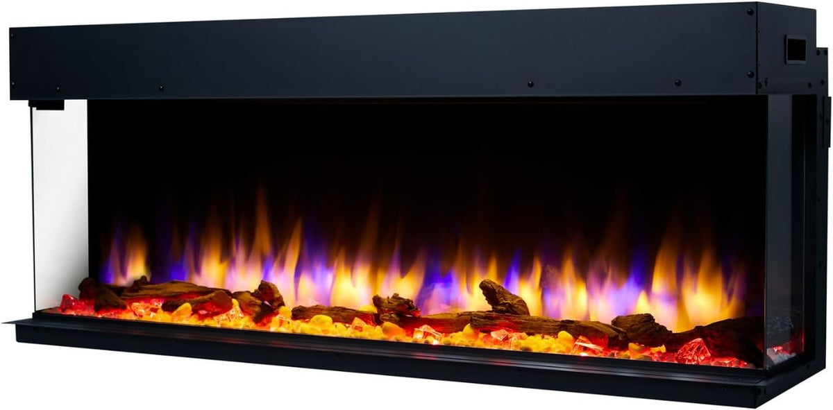 endeavour fires and fireplaces cheminée électrique, 1230 mm, 2 kW, Marron, Ensemble Bûches & Cristaux, Télécommande Programmable 7 Jours 1&