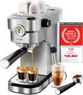 Turmix Machines à café automatiques, 16,9 cm, 20 Bar, 1,1 L, 1350 W, Noir/Argenté, Machine à Expresso Compacte Buse Vapeur seulement de large