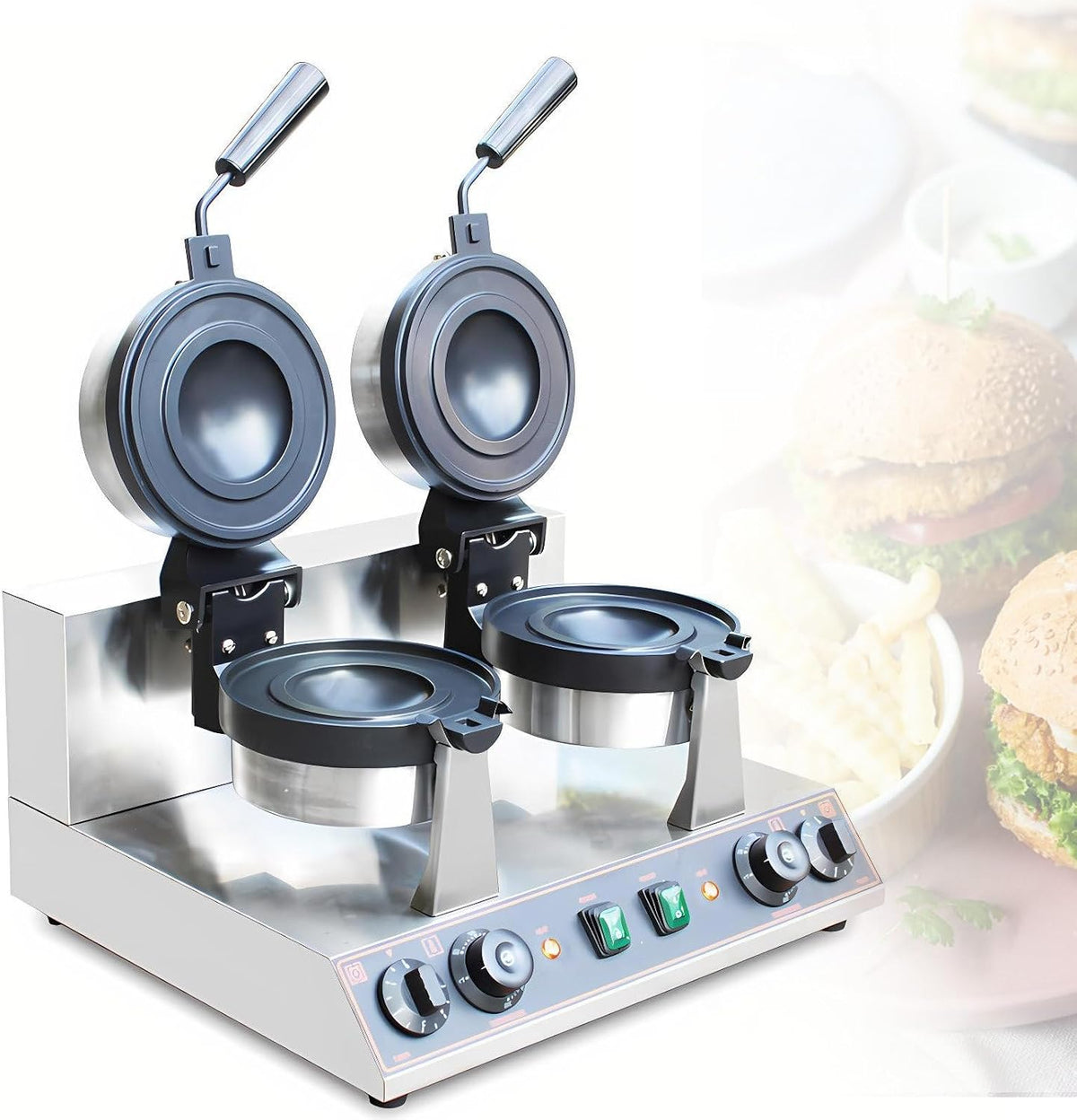 Lissontine Machines à gaufres et croques, 25 x 38 x 28 cm/9,84 × 14,96 × 11,02 po, Argenté, Appareil à Panini Gelato