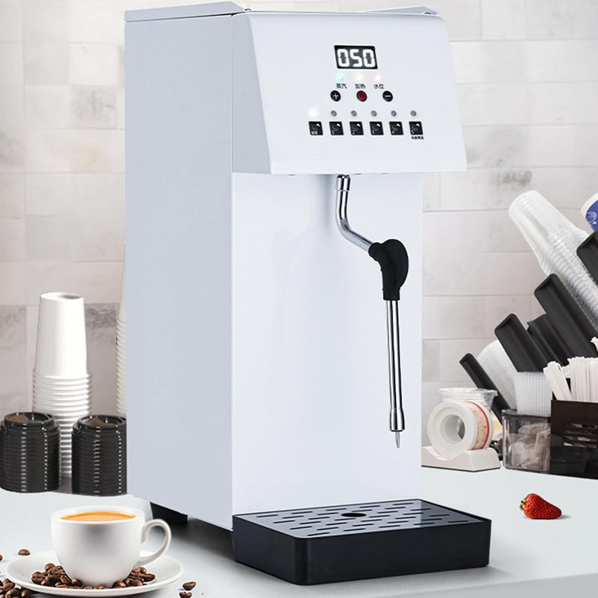 Cashwise Mousseurs à lait automatiques, 2500 W, Noir, Mousseur à lait et cuiseur vapeur professionnel, machine à vapeur automatique