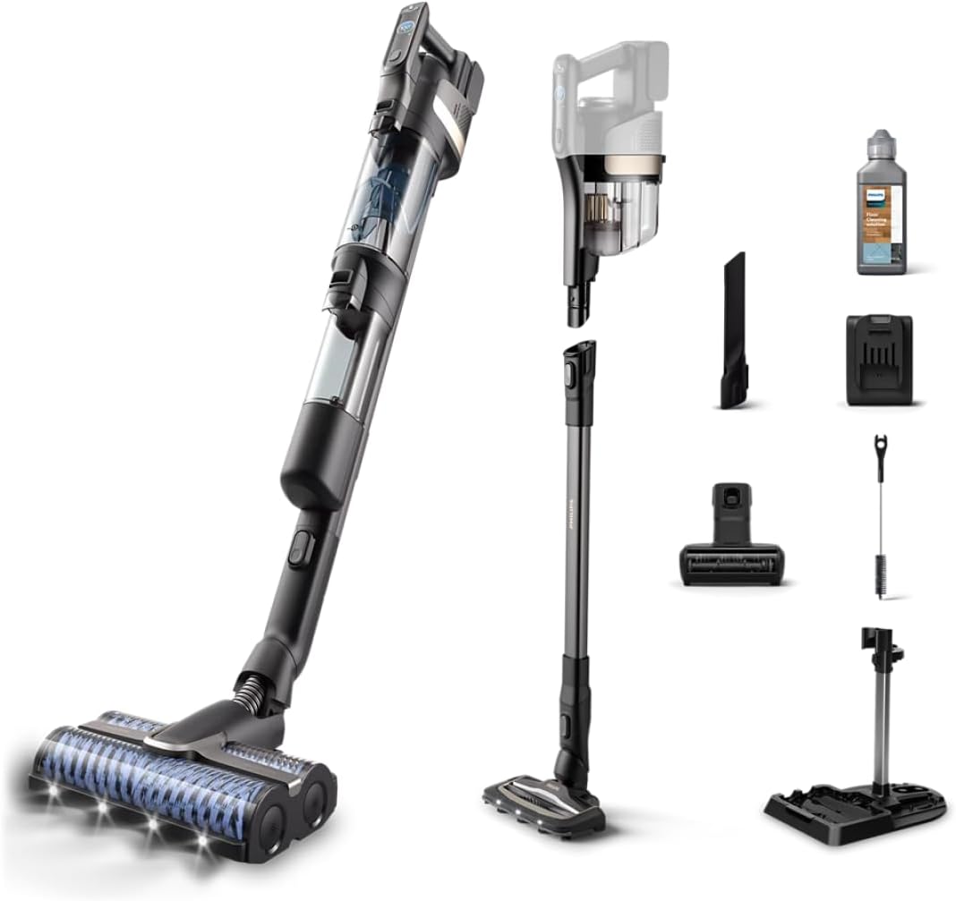 PHILIPS Aspirateurs balais et balais électriques, 4000 TR/Min, Noir, Aspirateur Laveur AquaTrio 9000, Aspire & Lave