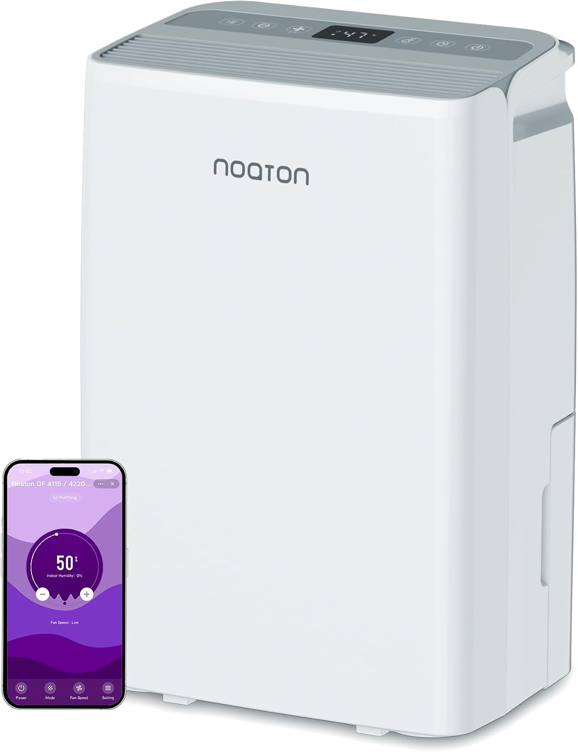 Noaton déshumidificateur, 20 L, 70 m, Blanc, ® DF 4220 WiFi HEPA, App-Smartphone, Purification de l'Air, Minuterie
