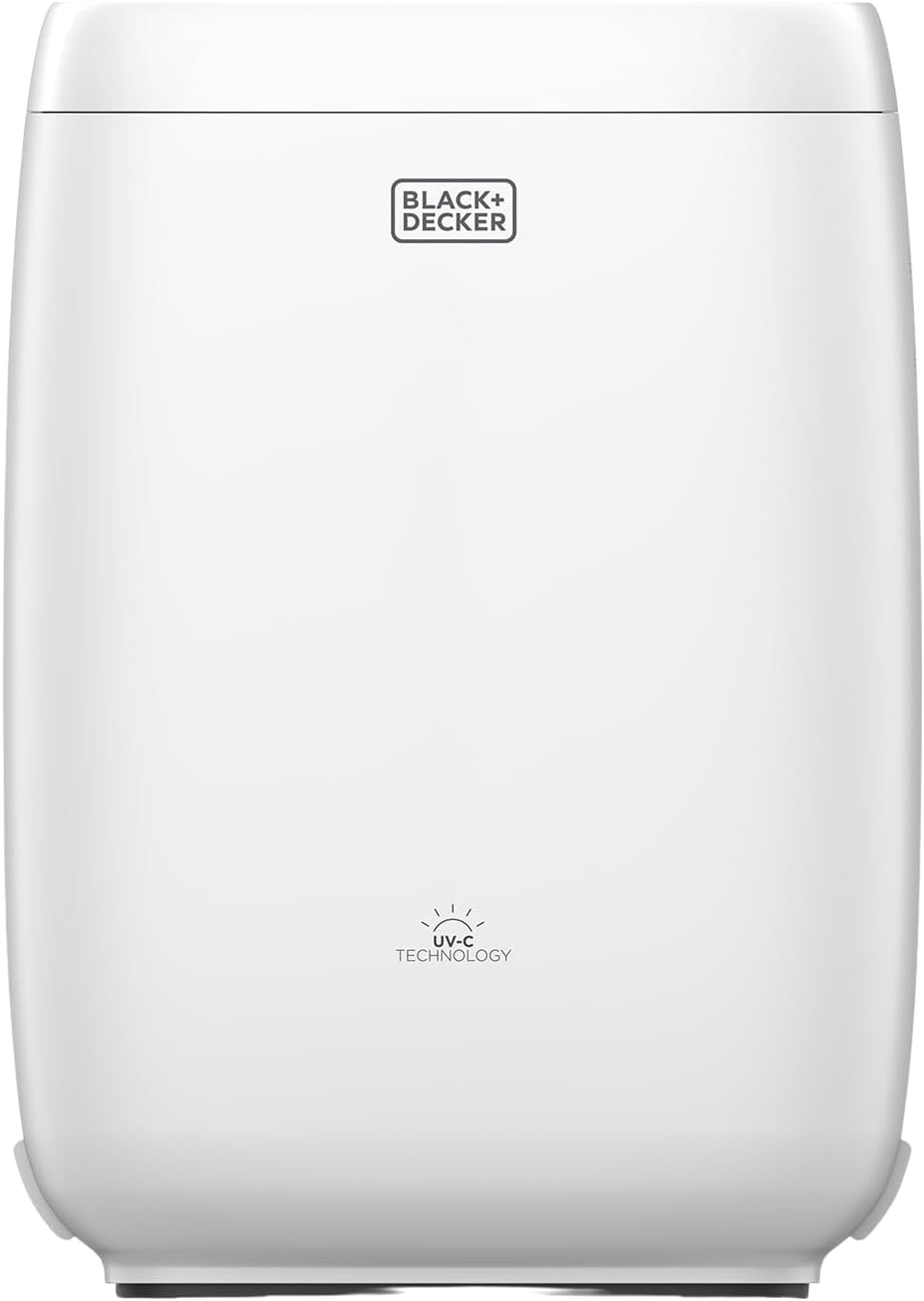 BLACK+DECKER purificateur d'air, 350 m, 80 m, Noir, Filtration triple HEPA13, Jusqu'à ², Capteur PM2.5, Ultra-silencieux