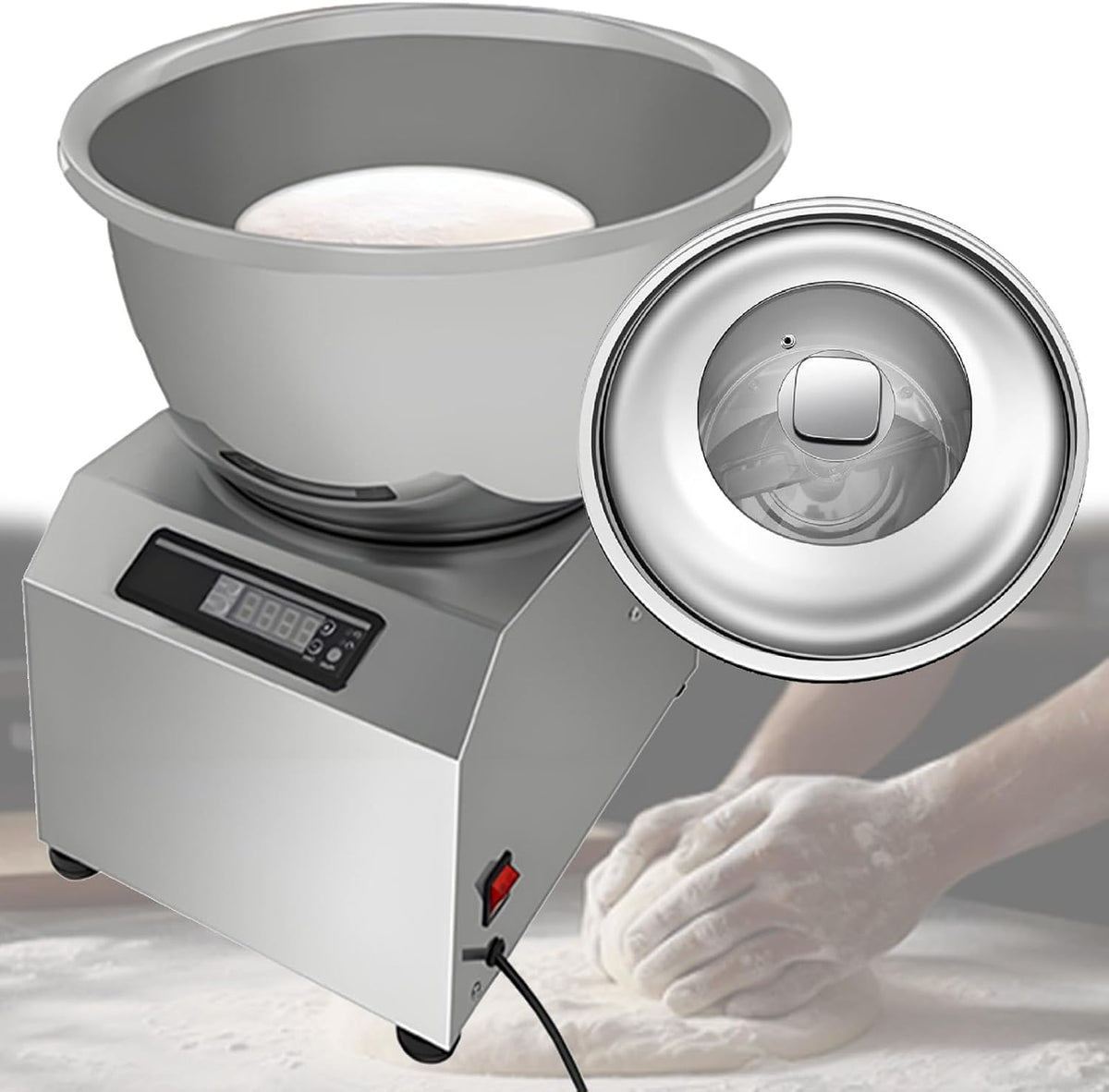 Quixnova Batteurs sur socle, 5 kg, 8 kg, 800 W, 200 W, 8 kg, Argenté, Pétrin électrique à Spirale /, Double Rotation