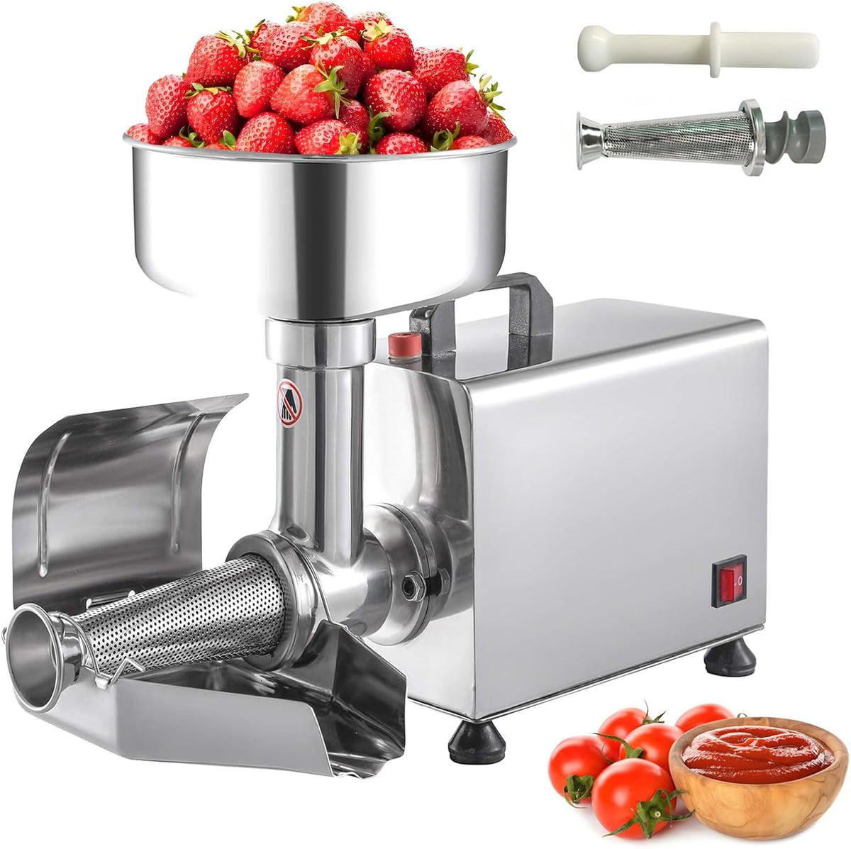 SAIYERUS Moulins à légumes, 450 W, 220 V, Argenté, Pressoir à Tomates, Machine à Confiture en Acier Inoxydable
