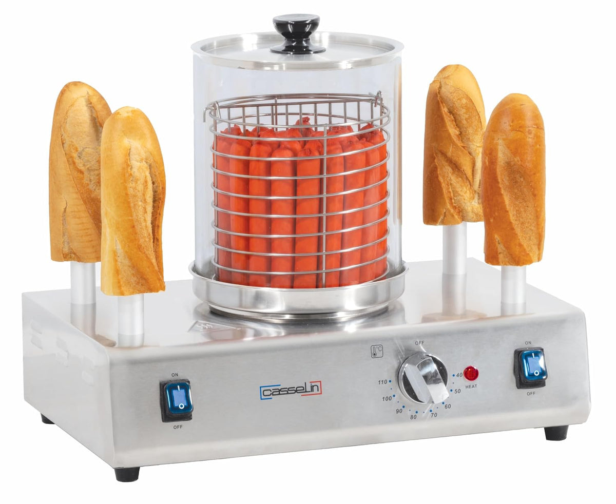 Casselin Appareils à hot dog, Noir, Machine à hot dog 4 plots chauffants CMH4