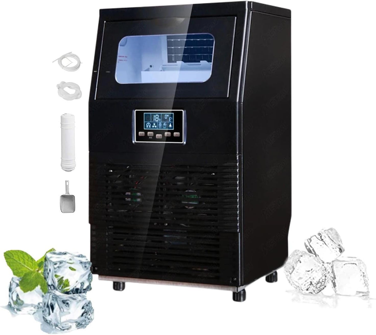PanHuiWen machine à glaçons, 345*339*602 mm/13.6*13.4*23.7in, 200 W, 220 V/50Hz, 4 kg, 40 kg, Noir