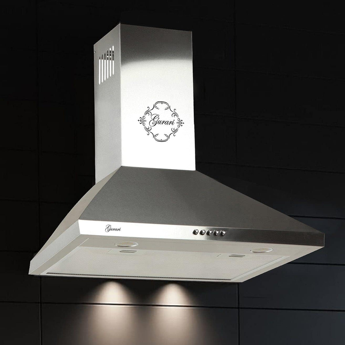 Gurari hotte aspirante, 50 cm, 1000 m, Argenté, GCH 147 IS 5 N Hotte murale en acier inoxydable, Moteur très absorbant ³/h